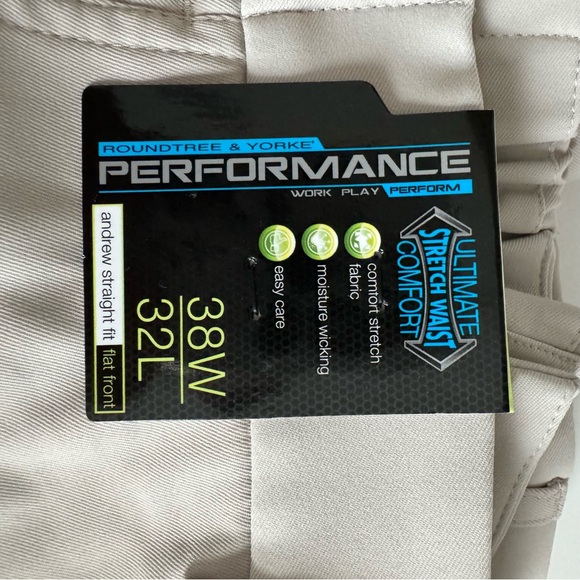 Roundtree & Yorke Men’s Performance Flex Pants Size 38 x 32 NWT - Picture 4 of 10